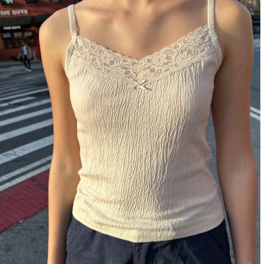 Brandy Melville silky cream lace Arden Tank